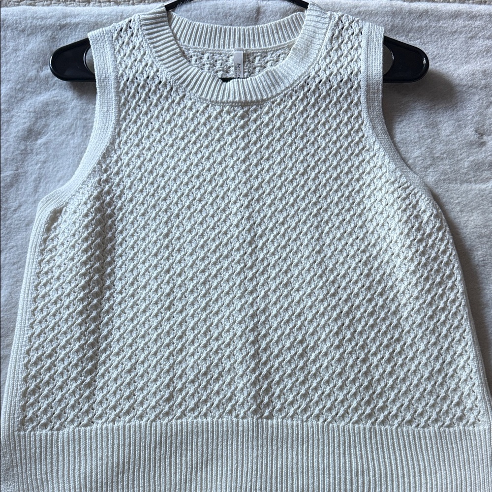 White Sleeveless Knit Top